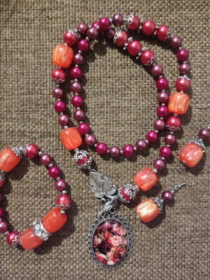 Flower Necklace Set - Handcrafted by RSart in South Africa