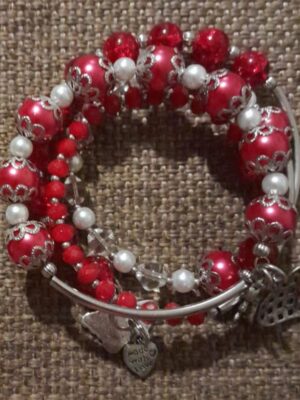 Red Hot Bracelet Set - A stylish accessory set featuring red and white pearl beads